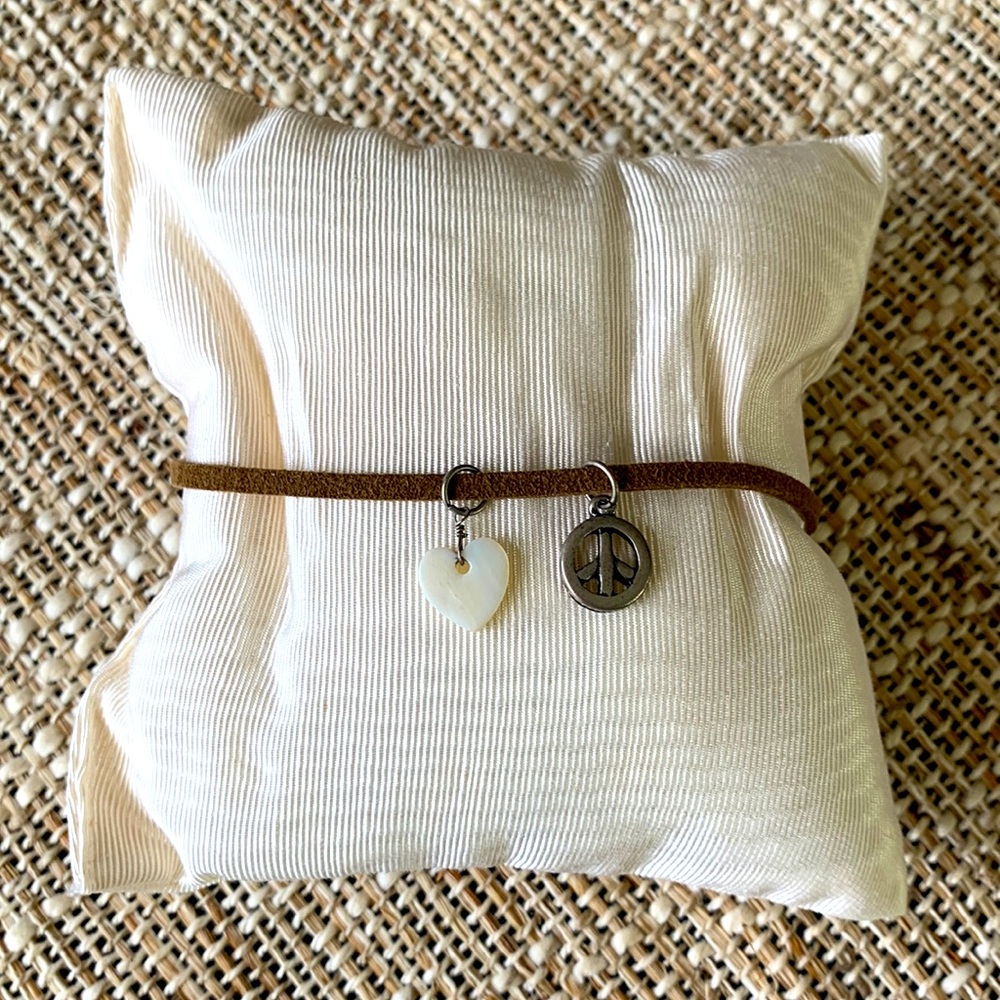 Peace Love Vintage Leather Bracelet